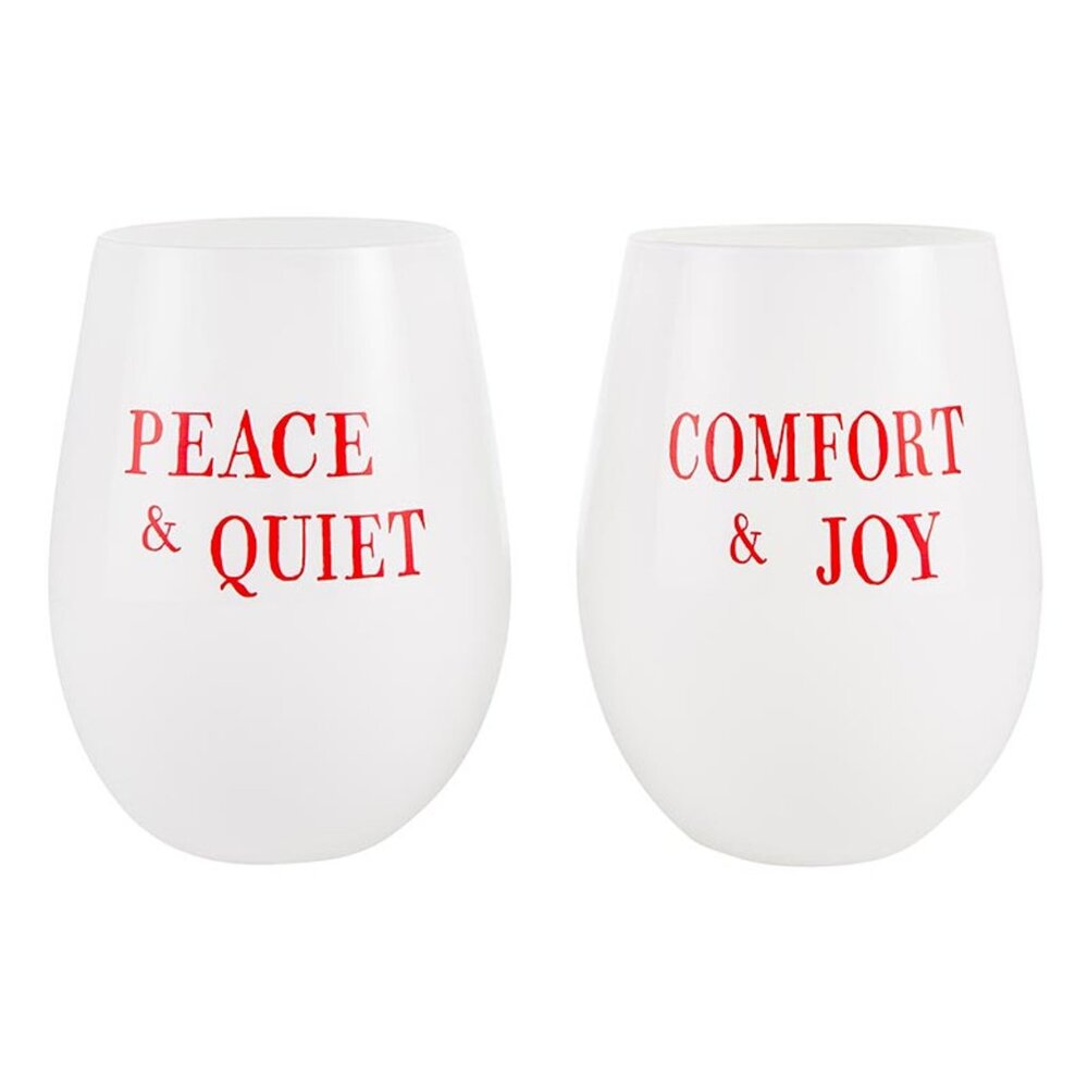 Face to Face Wine Glasses - Peace/Comfort - Set of 2/NWT